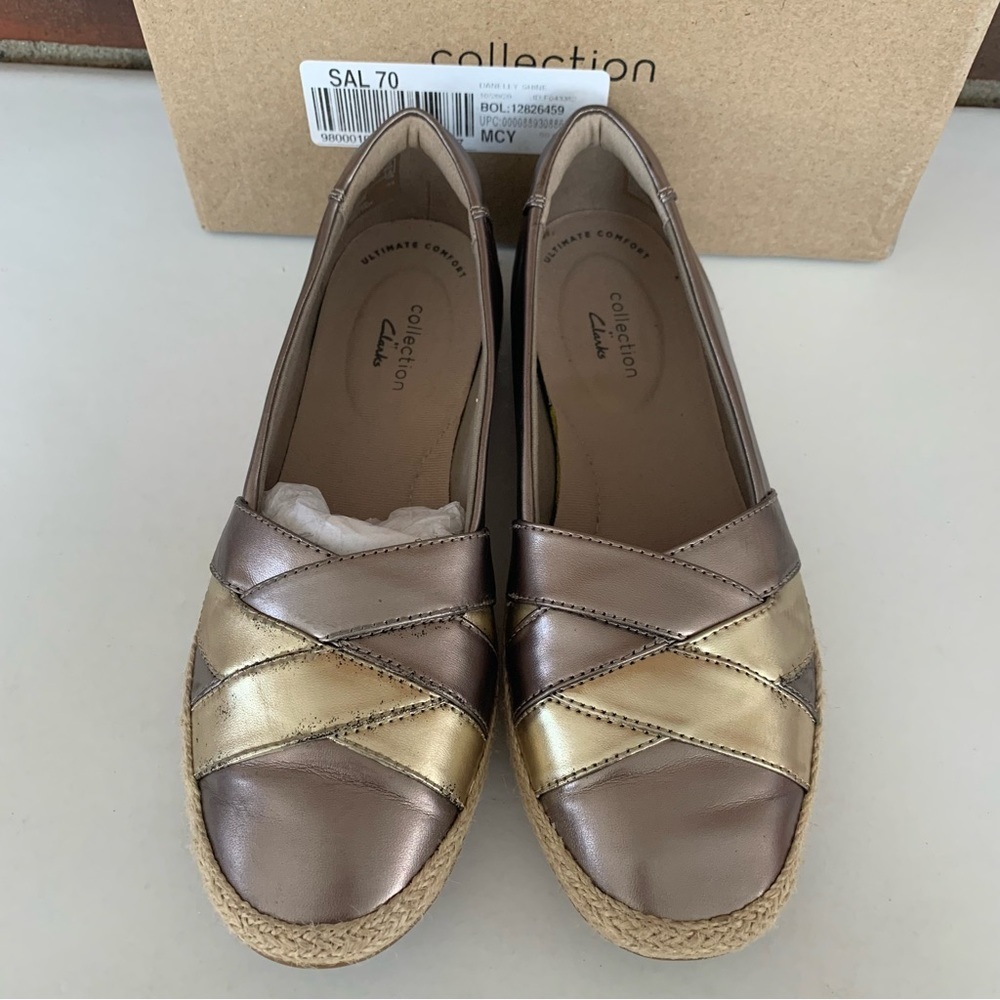 Clarks Women’s Danelly Shine Pewter Leather Slip … - image 4